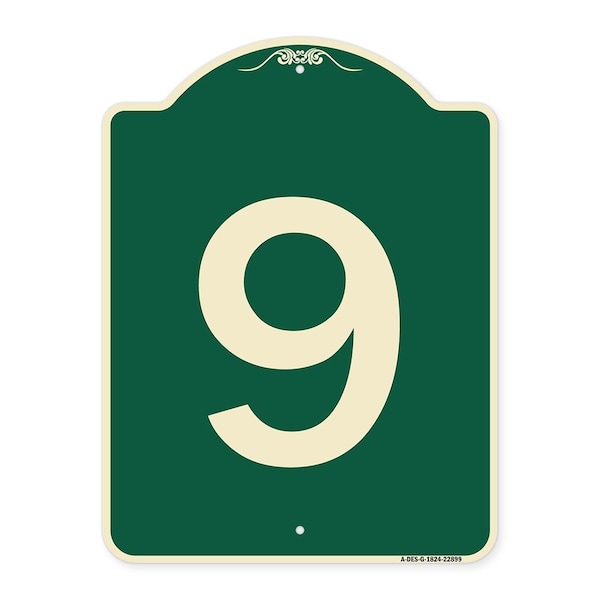 Sign with Number 9 Heavy-Gauge Aluminum Architectural Sign, 24" x 18", G-1824-22899